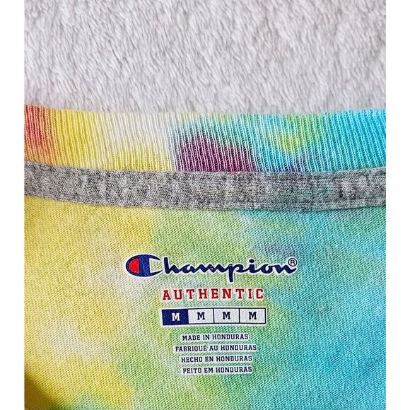 mens CHAMPION tie-dye pullover long sleeve ooak vintage Y2K cotton t-shirt top m - Picture 10 of 10